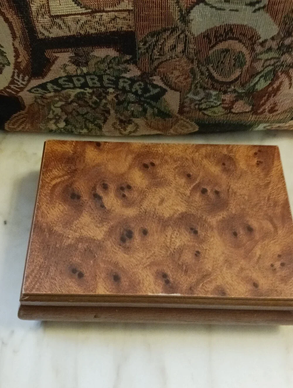 Vintage Burled Wood Jewelry Case, 1960s Small Storage Box